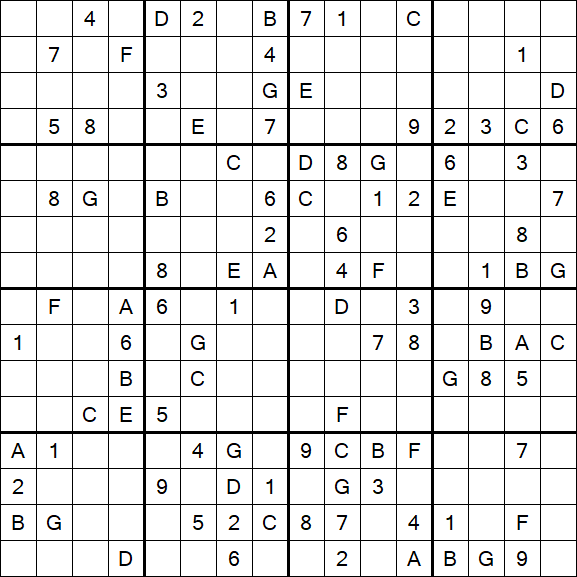Sudoku 16x16 - Difficile