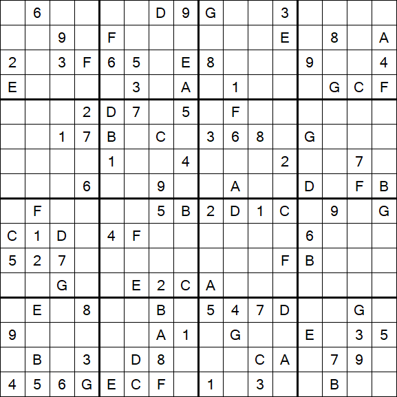 Sudoku 16x16 - Difficile