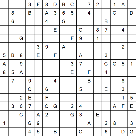 Sudoku 16x16 - Difficile