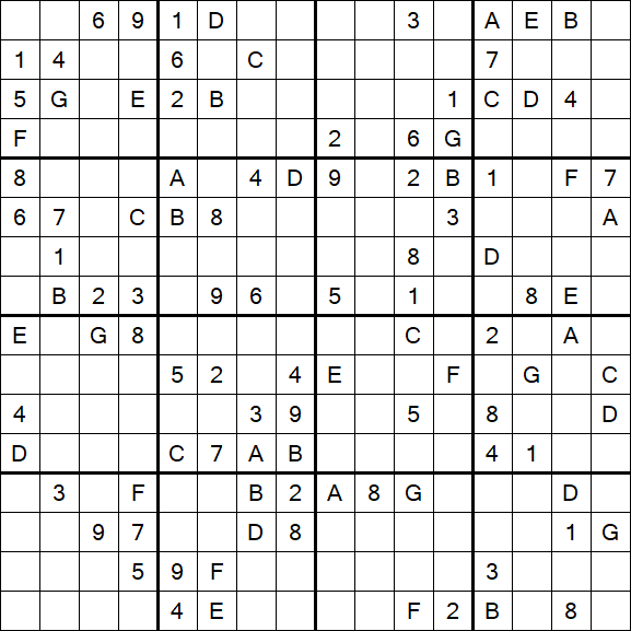 Sudoku 16x16 - Difficile