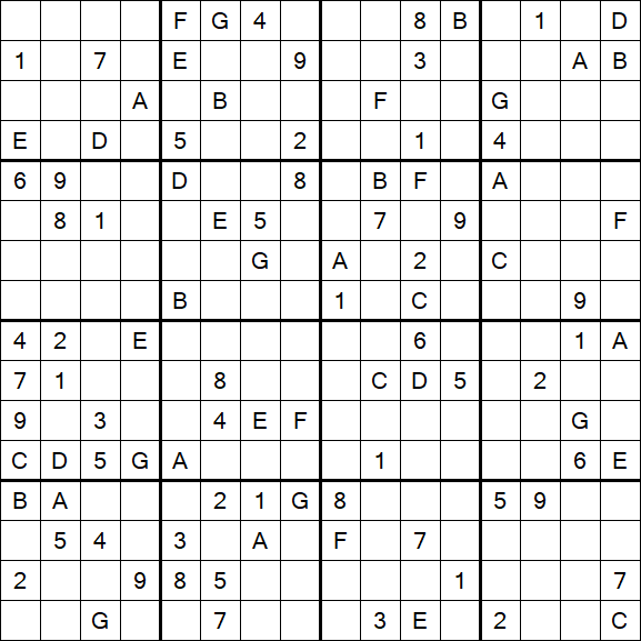 Sudoku 16x16 - Difficile