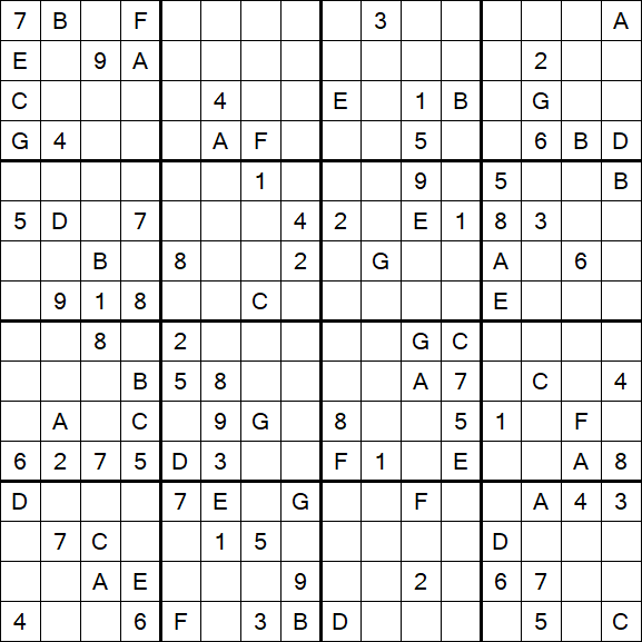 Sudoku 16x16 - Difficile