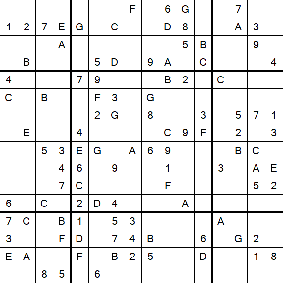 Sudoku 16x16 - Difficile