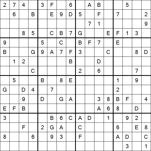 Sudoku 16x16 - Hard