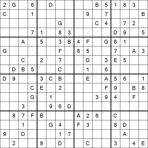 Sudoku 16x16 - Hard