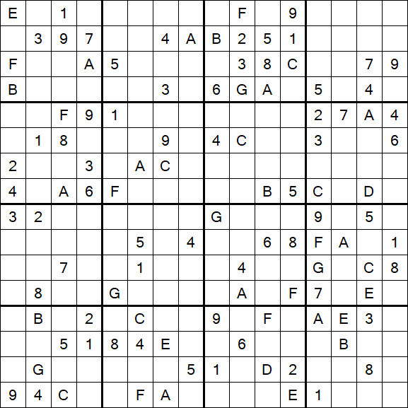 Sudoku 16x16 - Hard
