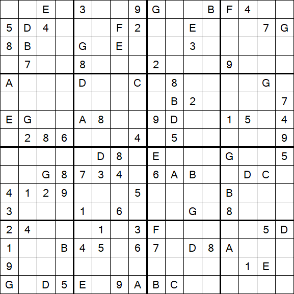 Sudoku 16x16 - Hard