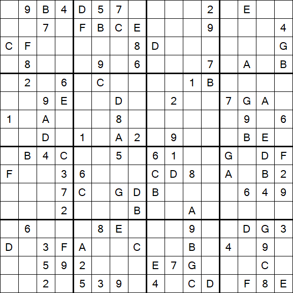 Sudoku 16x16 - Hard