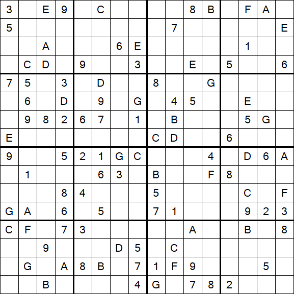 Sudoku 16x16 - Hard