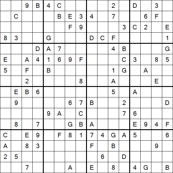 Sudoku 16x16 - Hard