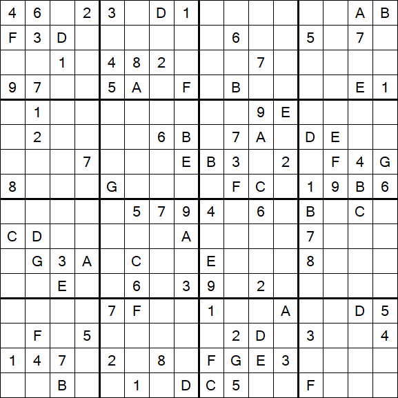 Sudoku 16x16 - Hard