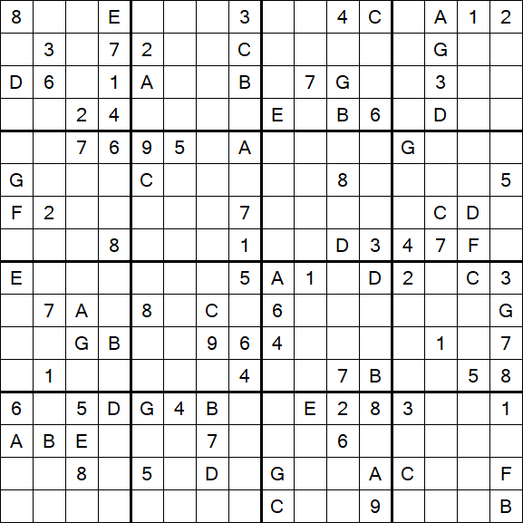 Sudoku 16x16 - Difícil