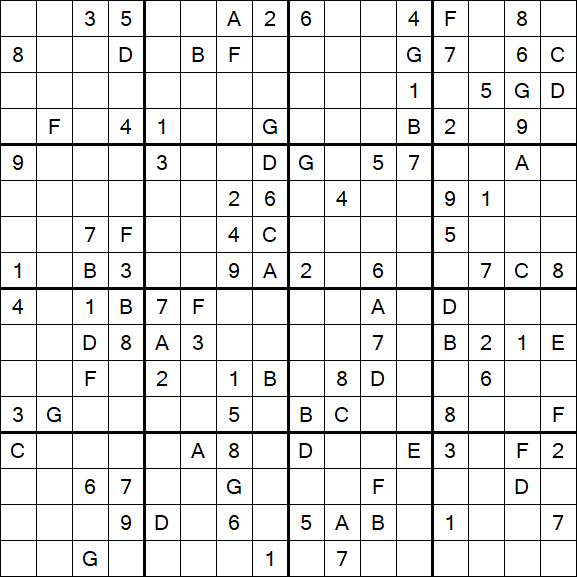 Sudoku 16x16 - Difícil