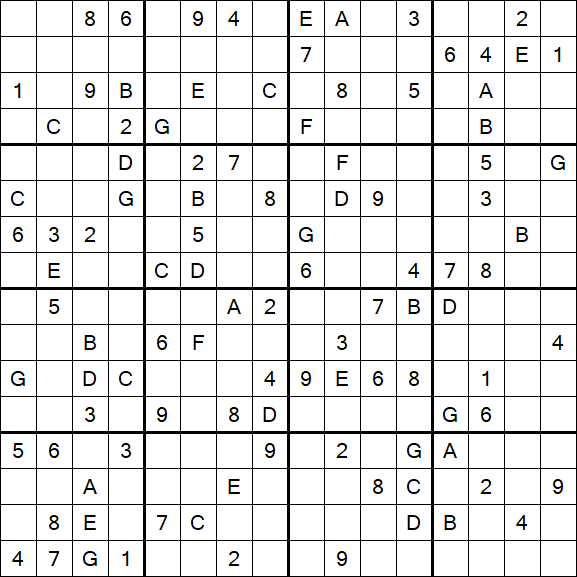 Sudoku 16x16 - Difícil