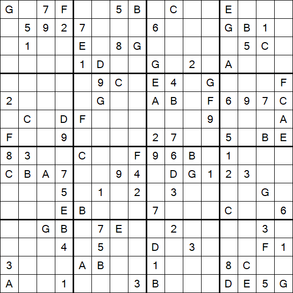 Sudoku 16x16 - Difícil