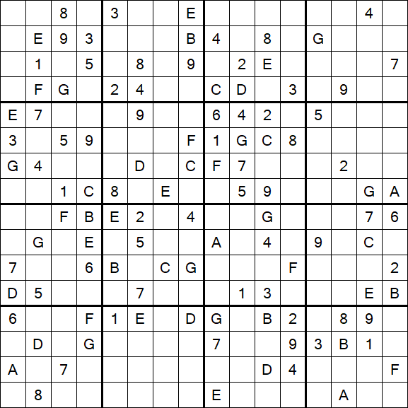 Sudoku 16x16 - Difficile