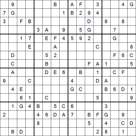 Sudoku 16x16 - Difficile