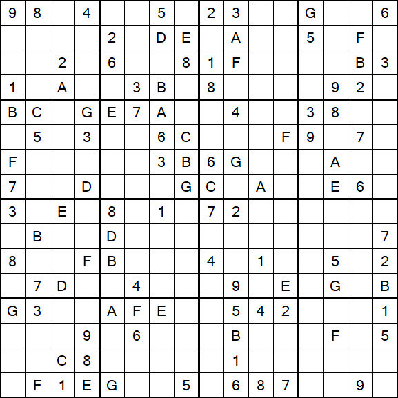 Sudoku 16x16 - Difícil