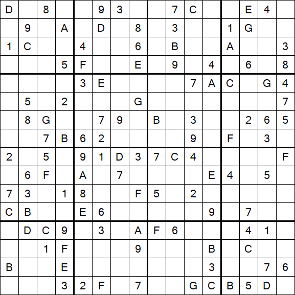 Sudoku 16x16 - Difficile
