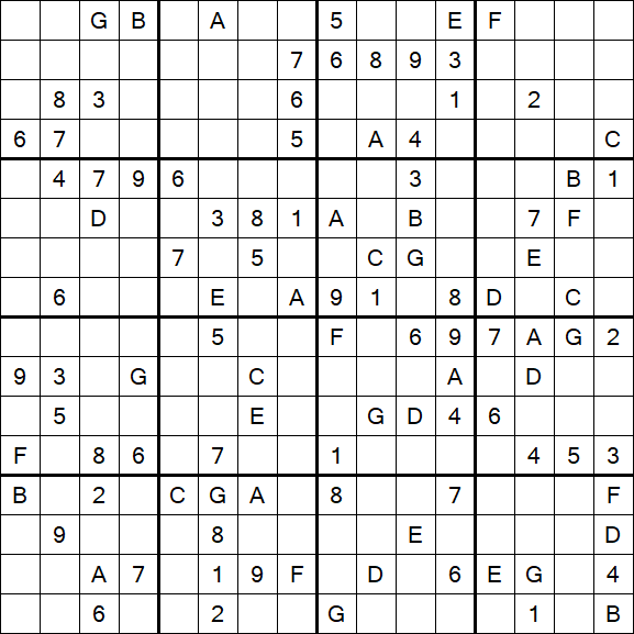 Sudoku 16x16 - Difficile