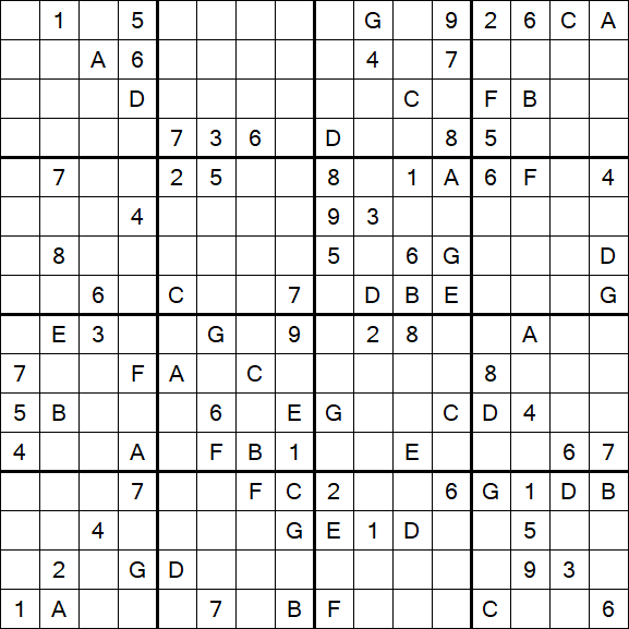 Sudoku 16x16 - Difficile