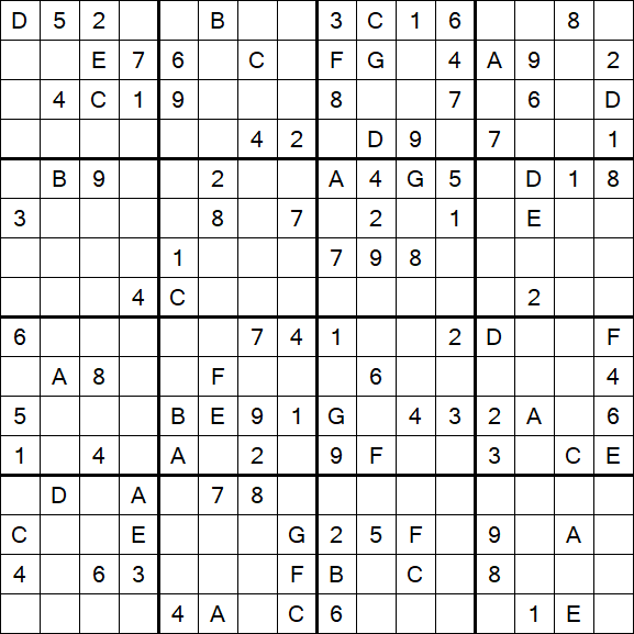 Sudoku 16x16 - Difficile