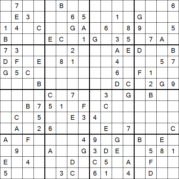 Sudoku 16x16 - Difficile