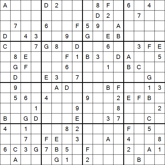 Sudoku 16x16 - Difficile