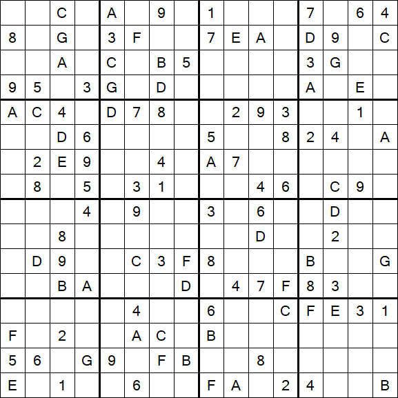 Sudoku 16x16 - Difficile