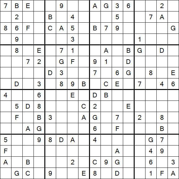 Sudoku 16x16 - Difficile