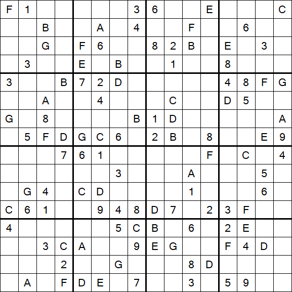 Sudoku 16x16 - Difficile