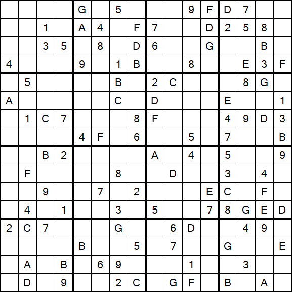Sudoku 16x16 - Difficile