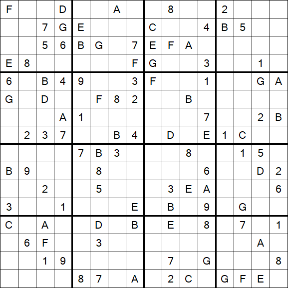 Sudoku 16x16 - Difficile