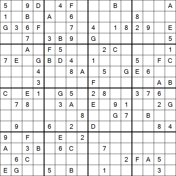Sudoku 16x16 - Difficile