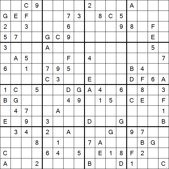 Sudoku 16x16 - Difícil