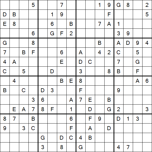 Sudoku 16x16 - Difícil
