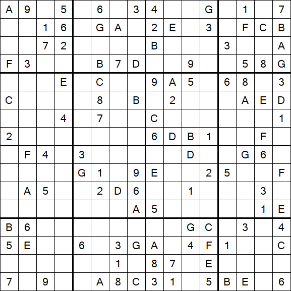 Sudoku 16x16 - Difícil