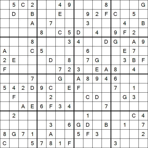 Sudoku 16x16 - Difícil