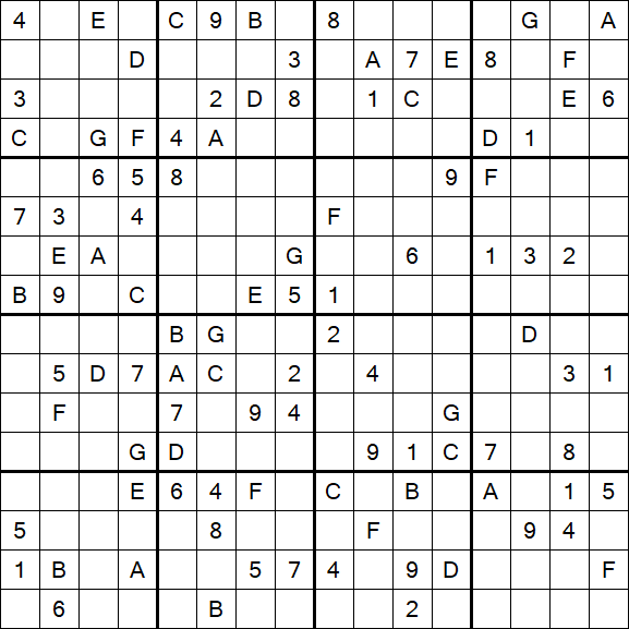 Sudoku 16x16 - Difícil