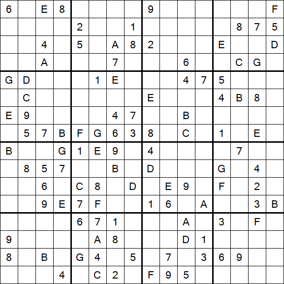 Sudoku 16x16 - Difícil