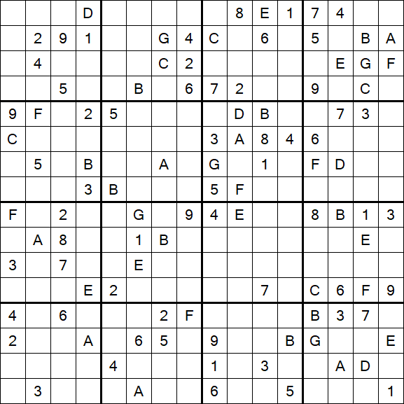 Sudoku 16x16 - Difícil