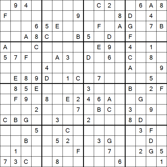 Sudoku 16x16 - Difícil