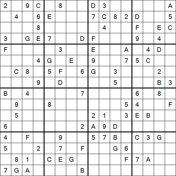 Sudoku 16x16 - Difícil
