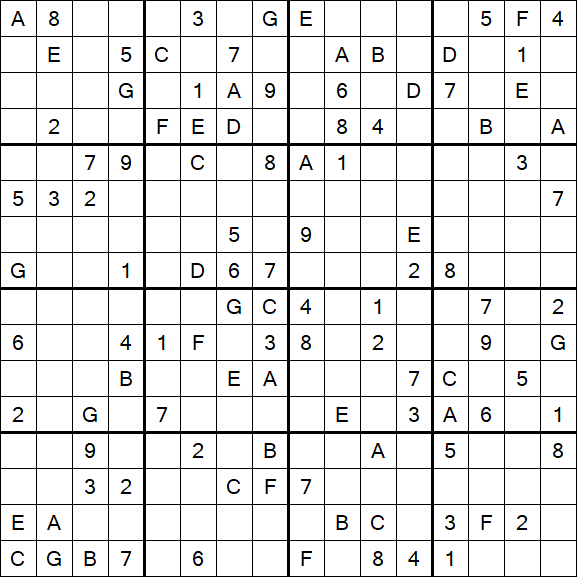 Sudoku 16x16 - Difícil