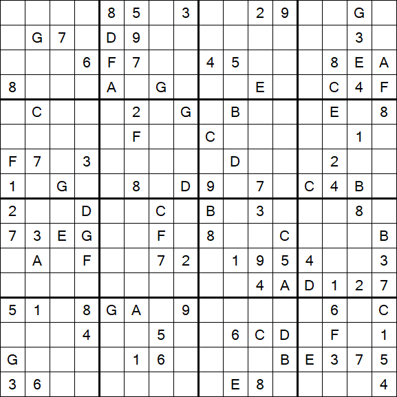 Sudoku 16x16 - Difícil