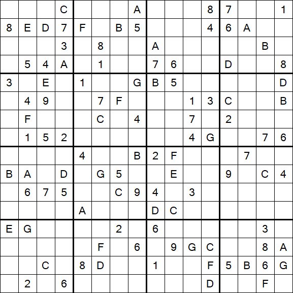 Sudoku 16x16 - Difícil