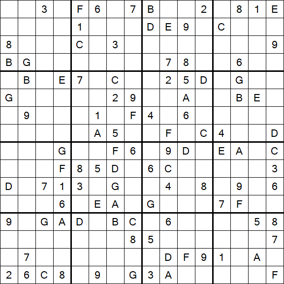 Sudoku 16x16 - Difícil