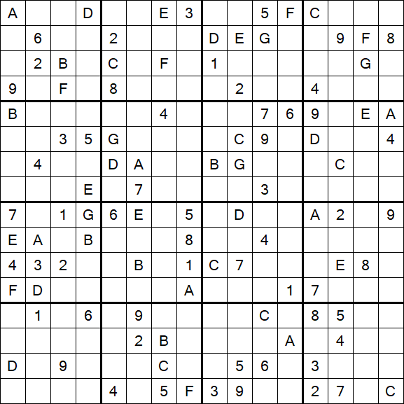 Sudoku 16x16 - Difícil