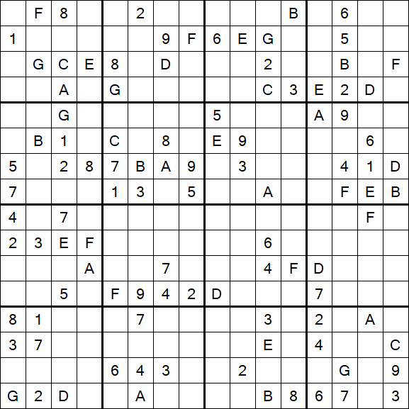 Sudoku 16x16 - Difícil
