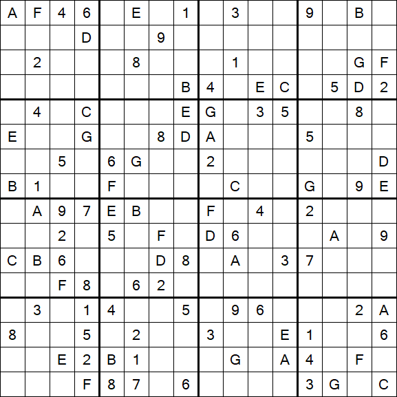 Sudoku 16x16 - Difícil